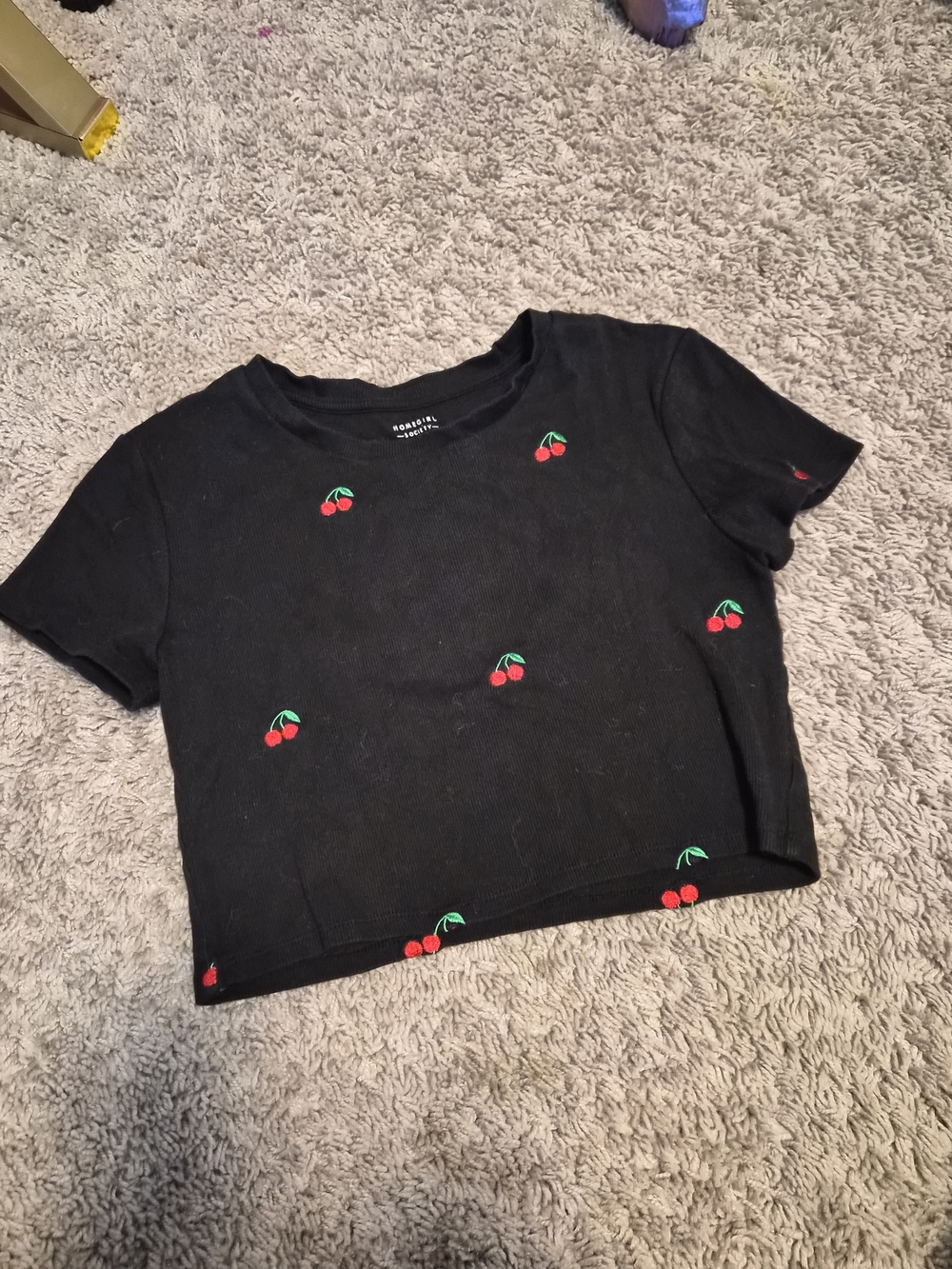 Black Cherry-Embroidered Crop Top